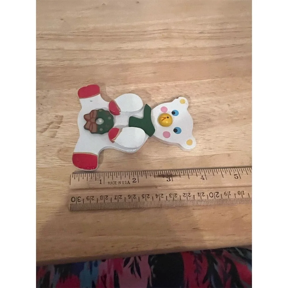 Russ Berrie Vintage Wooden‎ Teddy Bear Christmas Ornament 4